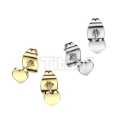 Pair of Implant Grade Titanium Earring Stud With Flat Heart Shaped Top