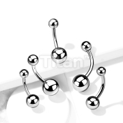 Implant Grade Titanium Curved Barbells with Plain Balls for Belly, Cartilage, Eyebrow and More