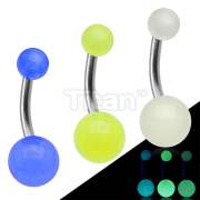 Implant Grade Titanium Externally Threaded Belly Button Ring With Glow In The Dark Acrylic Balls