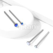 Opal Bezel Set Ball Top Implant Grade Titanium Nose Fishtail Pin