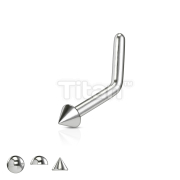 Implant Grade Titanium L Bend Ball, Dome, or Spike Top Nose Stud