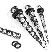 Acrylic Skull Print Tapers with O-Rings 120pc Pack (20pc x 6 sizes, 8GA ~ 00GA) 