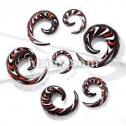 Black, Red, and White Glass Spiral Tapers