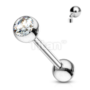 Solid G23 Implant Grade Titanium Internally Threaded Barbell with Press Fit Jeweled Ball