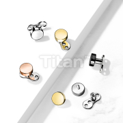 Implant Grade Titanium Internally Threaded 16 Gauge 3 Hole Dermal Anchors With 2mm Rise and Titanium Flat Round Top