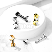 Implant Grade Titanium Internally Threaded Labret Studs with Crescent Moon Top