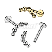 Implant Grade Titanium Internally Threaded Labret With Curved 5 Beaded Ball Top