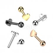 Implant Grade Titanium Internally Threaded Heart Base Labret With Ball Top