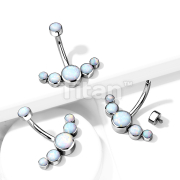 Implant Grade Titanium Internally Threaded Opal Bezel Set Top With 5-Opal Set Curve Belly Button Rings