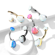 Implant Grade Titanium Internally Threaded Top Prong Set Pear Opal Belly Button Navel Rings