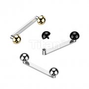 Implant Grade Titanium Internally Threaded Flat Surface Barbell With Titanium Dome Tops