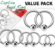 Value Pack 4 Pairs Annealed 316L Surgical Steel Captive Bead Rings