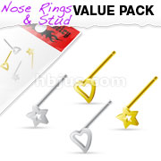  4 Pcs Value Pack of Assorted .925 Sterling Silver 3mm Bendable Nose Ring