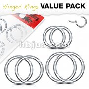 Value Packs 3 Pairs High Quality Precision 316L Surgical Steel Hinged Segment Rings