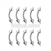 100pcs of 316L Surgical Steel Curved Barbell w/Spikes